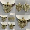 Pendant Necklaces 1 Piece Magold Color Large Tree Hollow Heart Charms Pendants For Necklace Jewellery Making Findings Accessories Dro Dhync