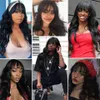 Body Wave Human Hair Wigs With Bangs Brasilian Remy Hair Machine Made Top Wig For Black Women Remy Brasilian Human Hair Wig 180%