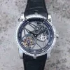 Tasarımcı İzler On İki Yuvarlak Masa Moda Knight Hollow Double Tourbillon Çeşitli Stiller Aydınlık Safir Kristal Cam En Kalite