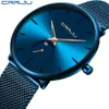 CRRJU mode bleu hommes montre haut de gamme marque minimaliste Ultra-mince montre à Quartz décontracté étanche horloge Relogio Masculino X0625270m