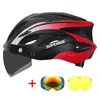 SUPERIDE Wiederaufladbarer Rennradhelm Herren Damen Radfahren mit Visier Rücklicht Sport MTB Fahrrad TT Objektiv 240312