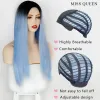 Perruques perruques synthétiques longues droites ombré bleu vert pour femmes 24 pouces noir violet perruques peuvent être Cosplay perruques résistantes à la chaleur MISS QUEEN