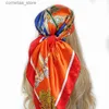 Bandana's Durag Grote Hijab Sjaals voor dames Modeprint Zijde Satijn Sjaal Dames 90 cm x 90 cm Luxe merk Vierkante sjaals Hoofddoeken voor dames Y240325