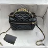 デザイナーバッグGeniune Leather Luxury Handbag Pink Black Mutip Colors Cosmetics Box Bag Love Hardward Mirror Small Size 18 cm Dust for M Ihhg