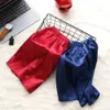 Sommer Männer Fi Homewear Roben Shorts Reine Farbe Seide Satin Pyjama Nachtwäsche Loungewear Unterwäsche x30g #