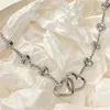 Chains South Korea's Ins Niche Double Heart-shaped 925 Sterling Silver Necklace Simple And Versatile Hypoallergenic Clavicle Chain