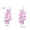 Stud Earrings EYIKA Double Side Pink Lovely Heart Gold Plated C Shape Piercing Circle Earring Women Valentine Wedding Jewelry
