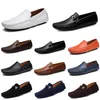 Designer de couro Doudou Mens Casual Driving Shoes Respirável Soft Sole Light Tan Preto Marinho Branco Azul Prata Amarelo Cinza Masculino Flats Calçado All-Match Sapato Preguiçoso A082