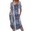 Casual Dresses Summer Midi Dress Stylish Women's V-neck With Irregular Hem Pockets Soft Breathable For Wear Long