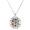 Pendant Necklaces Tibetan Silver Pendant Life Tree Necklace Yoga Spirit Pendant Colorful Stone Necklace Popular Jewelry