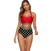 2023 New oversized bikini polka dot sexy swimsuit split high waisted swimsuit