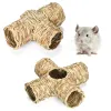 Gaiolas coelho grama casa coelho túnel tubo ninho palha tecido mastigar brinquedos para hamster