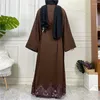 Vêtements ethniques Abaya pour femmes marocaines robe musulmane ouverte élégante dentelle broderie lâche Turquie Moyen-Orient Ramadan