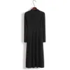 Dzianinowa sukienka na pół szyi dla kobiet, zimowe pokrycie brzucha, zagęszczona wełniana sukienka, Kolan Black A-Line Linia Duże bąberek trend 144634