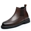 Stivali moda uomo vera pelle autunno inverno scarpe stivaletti da cowboy vestito da ballo per feste bello corto Chelsea Botas Hombre