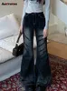 Frauen Jeans Aotvotee Washed Flare Baggy Frauen 2024 Casual Streetwear Hohe Taille Gerade Amerikanische Mode Denim Hosen