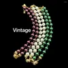 Ожерелья с подвесками, винтажные фиолетовые, белые, зеленые стеклянные жемчужные магнитные универсальные цепочки