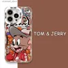 Capas de telefone celular J-JerryS Mouse Tom Cat Capa de telefone para iPhone 15 14 13 12 Mini 11 Pro Max X XR XS 6 7 8 SE20 Plus Capa transparente de silicone macioY240325