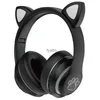 Headphones Earphones SN36 M Headworn Bluetooth with Wireless Private Mode Illumination Gradient Cat Ear Macaron Color Series H240326