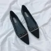 Scarpe casual da donna piatte 2024 décolleté a punta in metallo color block suola morbida antiscivolo da donna