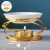 Burners Metal Oil Burner Wax Melt Ceramic Candle Holder Aroma Oil Warmer Spa Yoga Room Meditation Home Decoration Essential Oil Burner