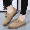 Buty zwykłe 2024 Autumn Kobiety Sneakers Oxford Flats Skórzane zamszowe koronkowe łódź okrągłe palce mokasyny