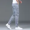 Nova Harajuku Fi Primavera Outono Marca de Luxo Estilo Coreano Roupas Casuais Azul Denim Elegante Designer Magro Calças Jeans Masculinas T8ld #