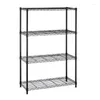Kitchen Storage 4 Tier Wire Shelving Height Adjustable Stainless Steel Shelves Black