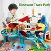Dinosaurier-Mountain-Track-Autorennen-Schienenmodell, pädagogisches Kinderspielzeug, Kinder-Abenteuerspiel, interaktiver Zug 240313
