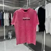 B Paris Rätt hög version 24SS Ny produkt Snöflinga inlagd gammal 3D-stereoskopisk silikon T-shirt för män och kvinnor