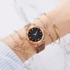 Mode Armband Horloges Dames 5 Stuks Set Luxe Rose Goud Dame Horloges Sterrenhemel Magneet Gesp Gift Horloge voor Vrouwelijke 201204184w