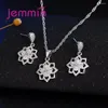 Necklace Earrings Set Authentic 925 Sterling Silver White Crystals Stackable Wedding Engagement Jewelry