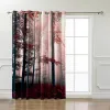 Curtains Red Mysterious Maple Leaves Forest Window Treatments Curtains Valance Window Curtains Dark Curtain Lights Living Room Bathroom