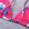 Women's Swimwear Women Floral Print Bikini Set Deep V Swimming Two Piece Beach Suit Smocked Top Bottoms Sexy Woman Swimsuits