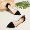 Casual Shoes Women Vintage Patchwork Flats Transparent Pointy Toe Summer Outdoor Comfortable Slip-On Black Gold Narrow Wide Feet 48-33