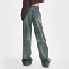 Женские джинсы Y2K, женские мешковатые брюки с высокой талией, уличная одежда для девочек, модные винтажные джинсовые свободные женские прямые джинсовые брюки