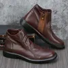 Boots 2024 Leather For Men Brown Rubber Fashion Casual Shoes Male Comfortable Outdoor