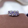 Anelli a grappolo Anello con tanzanite naturale Argento 925 certificato 3x4mm Pietra preziosa viola Regalo di festa per ragazza Prodotto gratuito