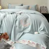Bedding Sets ABAY Set Egyptian Cotton Embroidery Quilt Cover Soft Duvet 200 230 220 240 Elastic Bed Sheet 180 Pillowcases