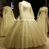 Romantic Muslimah Wedding Dresses 2024 Appliques Lace Long Sleeve Bridal Dresst Ball Gown Garden Country Bride Dress Islamic Muslim Church Novia Robe De Mariee