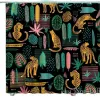 Tende Esotico Boho Giungla Leopardo Tigre Rosa Floreale Tenda da doccia Animali Bambini Moderno Illustrato Tessuto Bagno Arredamento