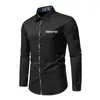 Chemises décontractées pour hommes Chemise à manches longues Hommes Daily Top Style rétro Printemps Automne avec impression de couleur contrastée Design à simple boutonnage pour formel