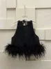 Women Tanks Camis 2024 Spring Black Womnes Tops Designer Feathers Backless Sleveless Mini Y Prom 31702 Drop dostarczenie odzież Otnjk