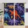 Rideaux 2 pièces rideau imprimé dinosaure vibrant pour la décoration intérieure traitement de fenêtre de poche de tige pour chambre à coucher cuisine salon décor d'étude