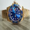 Hela - Luxury New Blue Black Dial Gold 116618 116618LN 116618LB -97208 40mm Automatiska herrklockor Ceramic Bezel 18K Ye304h