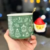 Tasses de Noël en céramique avec couvercle, cuillère, coffret cadeau, tasse d'eau, thé, cadeaux et souvenirs faits à la main