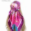 Bandana's Durag Grote Hijab Sjaals voor dames Modeprint Zijde Satijn Sjaal Dames 90 cm x 90 cm Luxe merk Vierkante sjaals Hoofddoeken voor dames Y240325