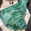 Sarongs 100% Mulberry Silk Shawl marka Plum Bossom Design Blue Green Summer Beach Silk Shall Autumn/Winter Neck Shawl 24325