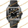 High quality Asian automatic watch 39 8mm men's watch black Roman dial black leather strap sapphire glass folding buckle cale308Q