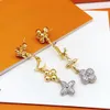 Brand fashion classic lwoman designer Lady Gold diamond earrings party wedding jewelry with box